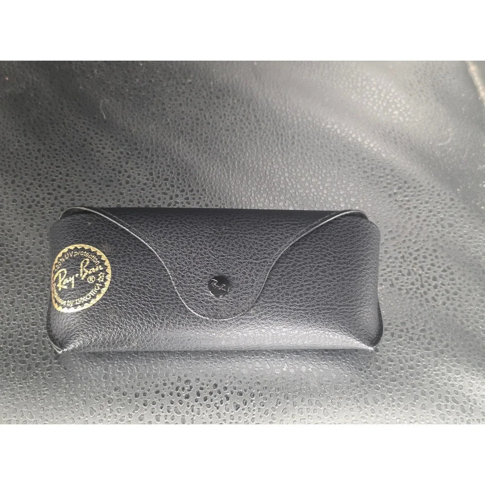 Ray-Ban Black Textured Leather Sunglasses Case Luxottica Snap Closure Protector